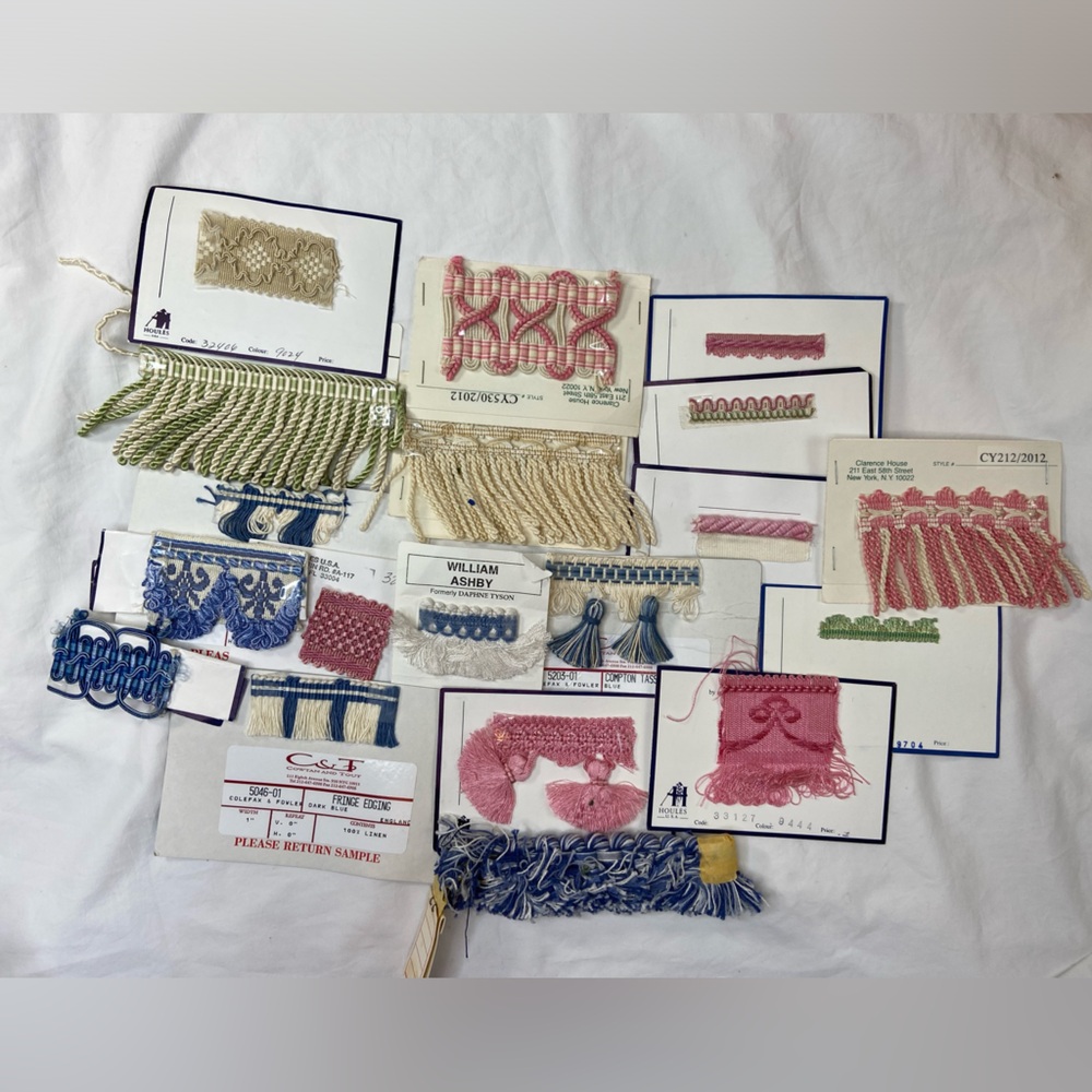 Decorative Trim Sample Set - Pink, Blue, Cream Accent Trims